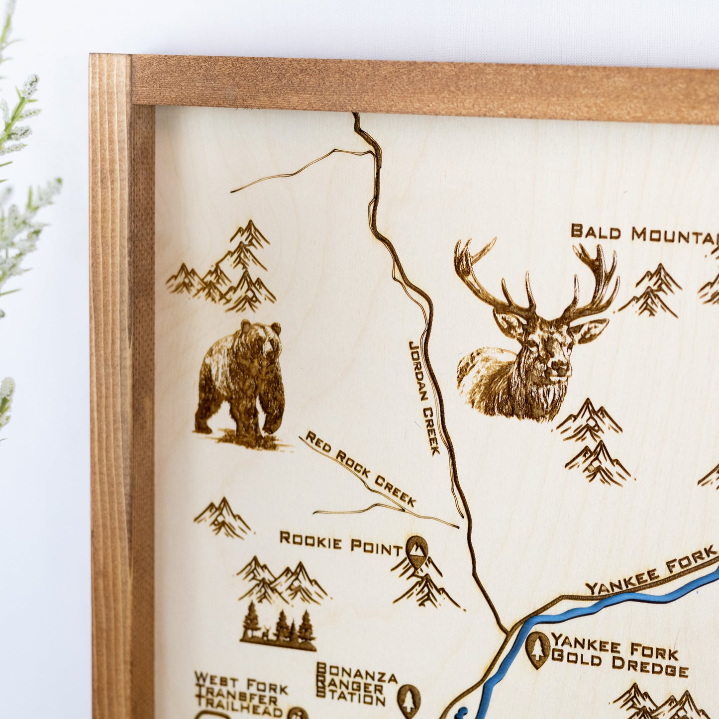 Bonanza - Custer Topo Map Sign | Laser Engraved & Framed Wall Art