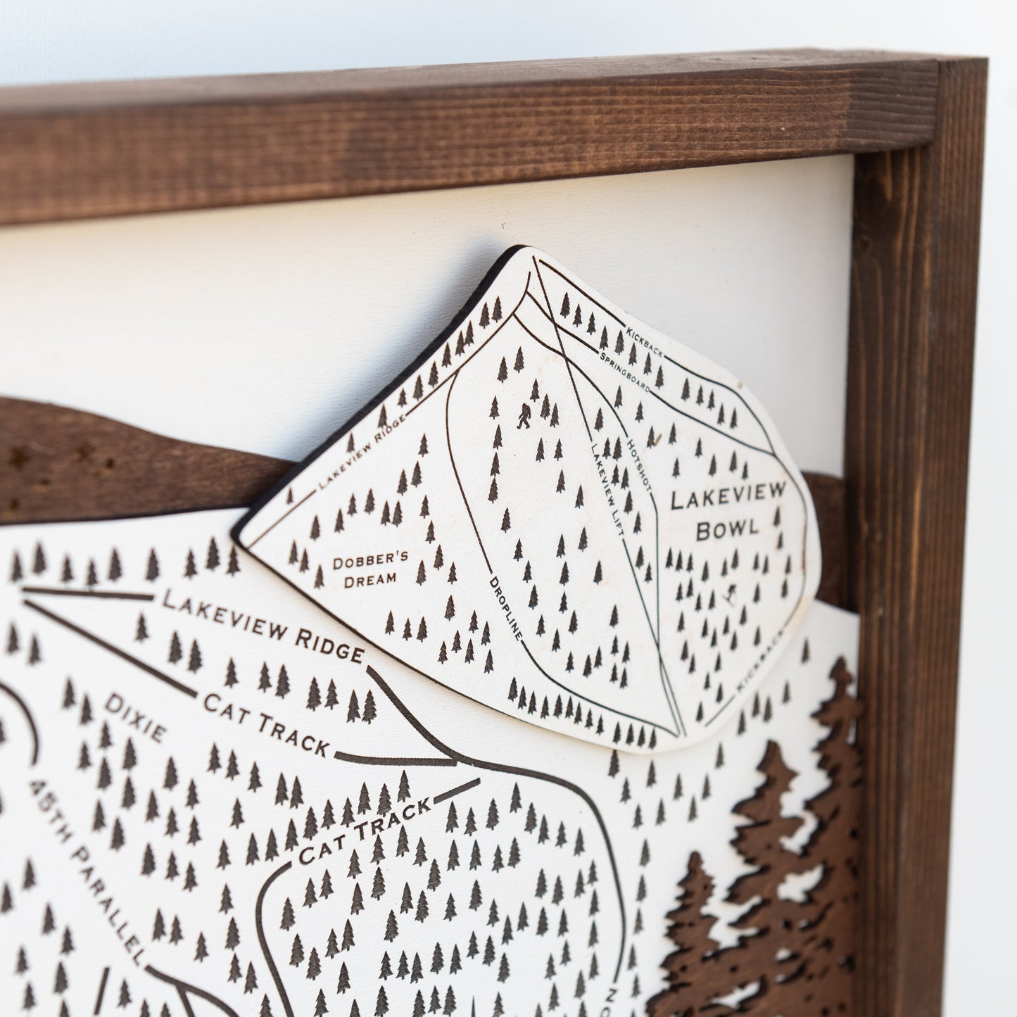 Brundage Mountain Ski Resort Map Sign | Laser Engraved & Framed Wall Art