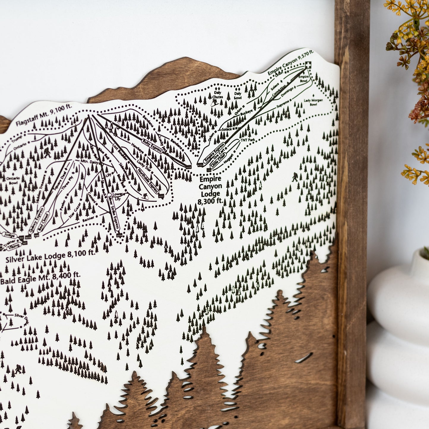 Deer Valley Ski Resort Map Sign | Laser Engraved & Framed Wall Art