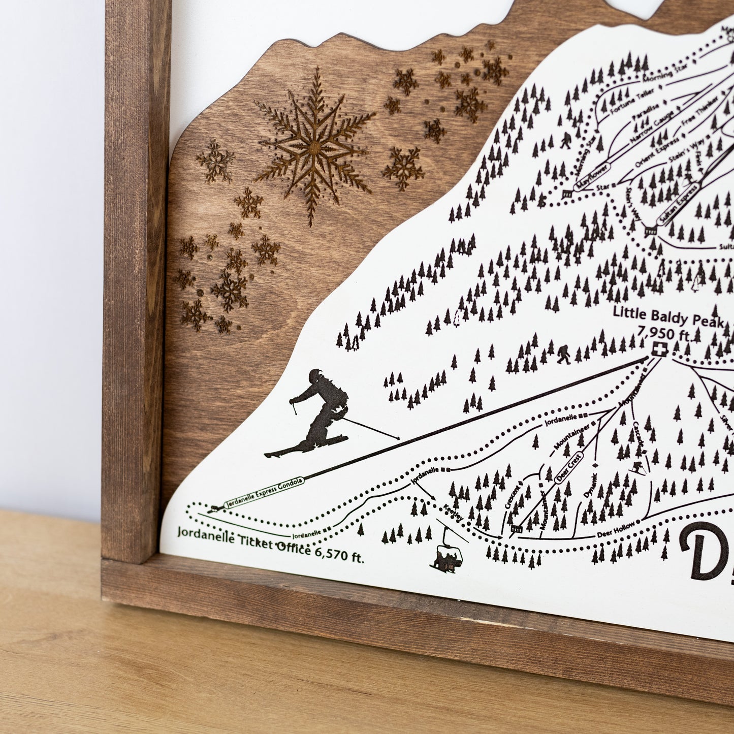 Deer Valley Ski Resort Map Sign | Laser Engraved & Framed Wall Art