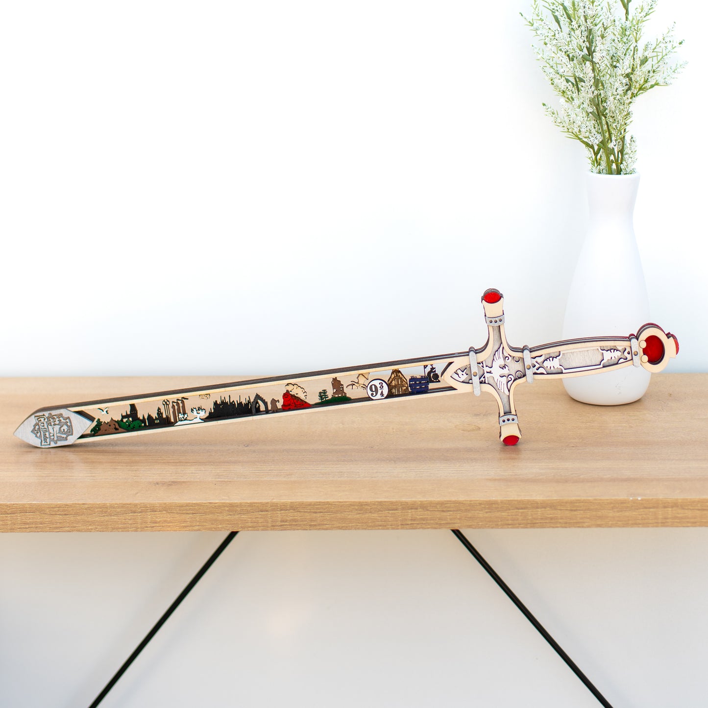 Wizard Sword Display | Handcrafted Laser-cut Decor Inspired by Gryffindor