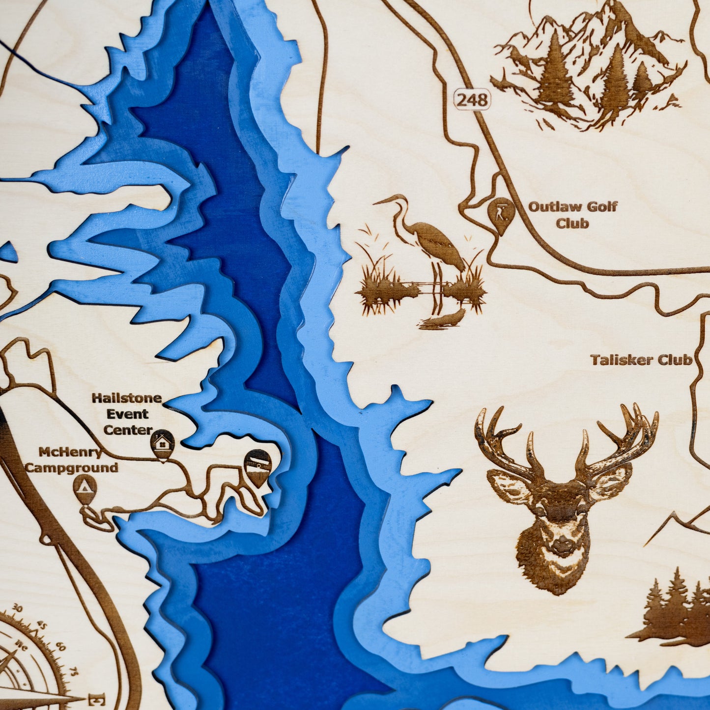 Jordanelle State Park Topo Map Sign | Laser Engraved & Framed Wall Art