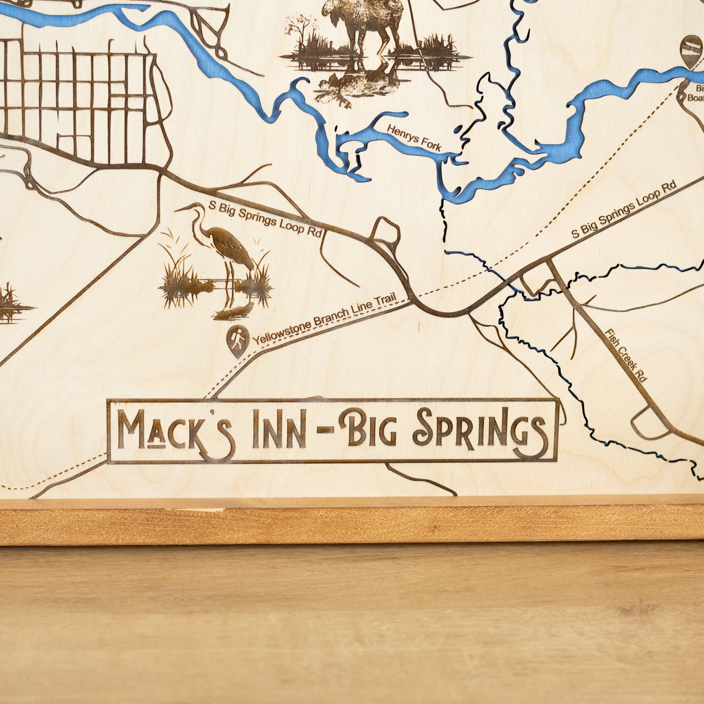 Mack's Inn - Big Springs Topo Map Sign | Laser Engraved & Framed Wall Art