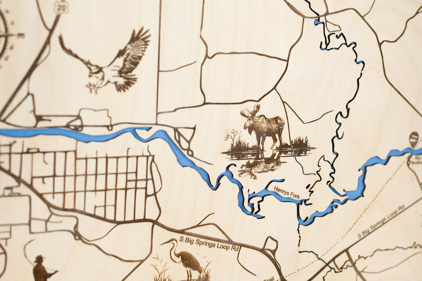 Mack's Inn - Big Springs Topo Map Sign | Laser Engraved & Framed Wall Art