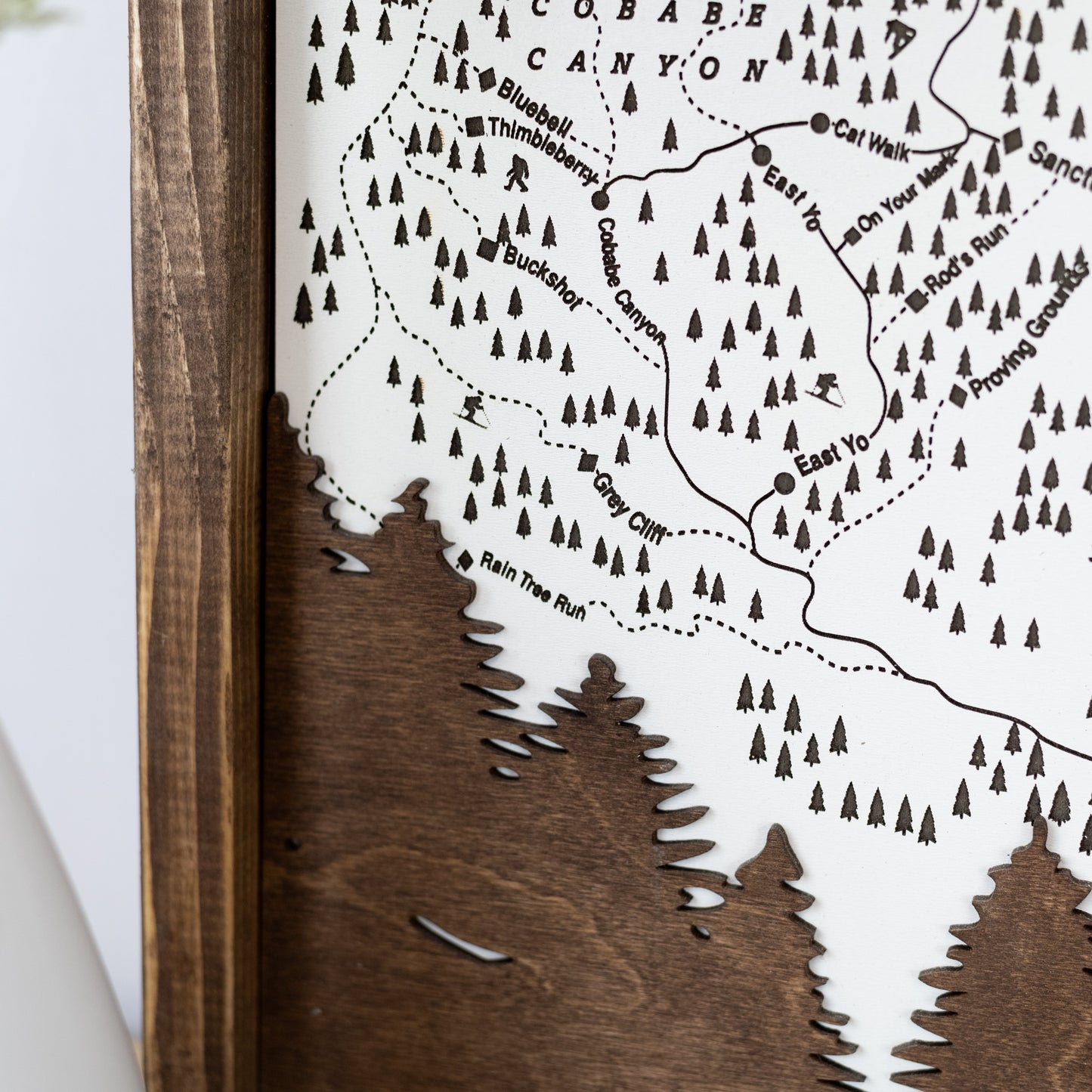 Powder Mountain Ski Resort Map Sign | Laser Engraved & Framed Wall Art