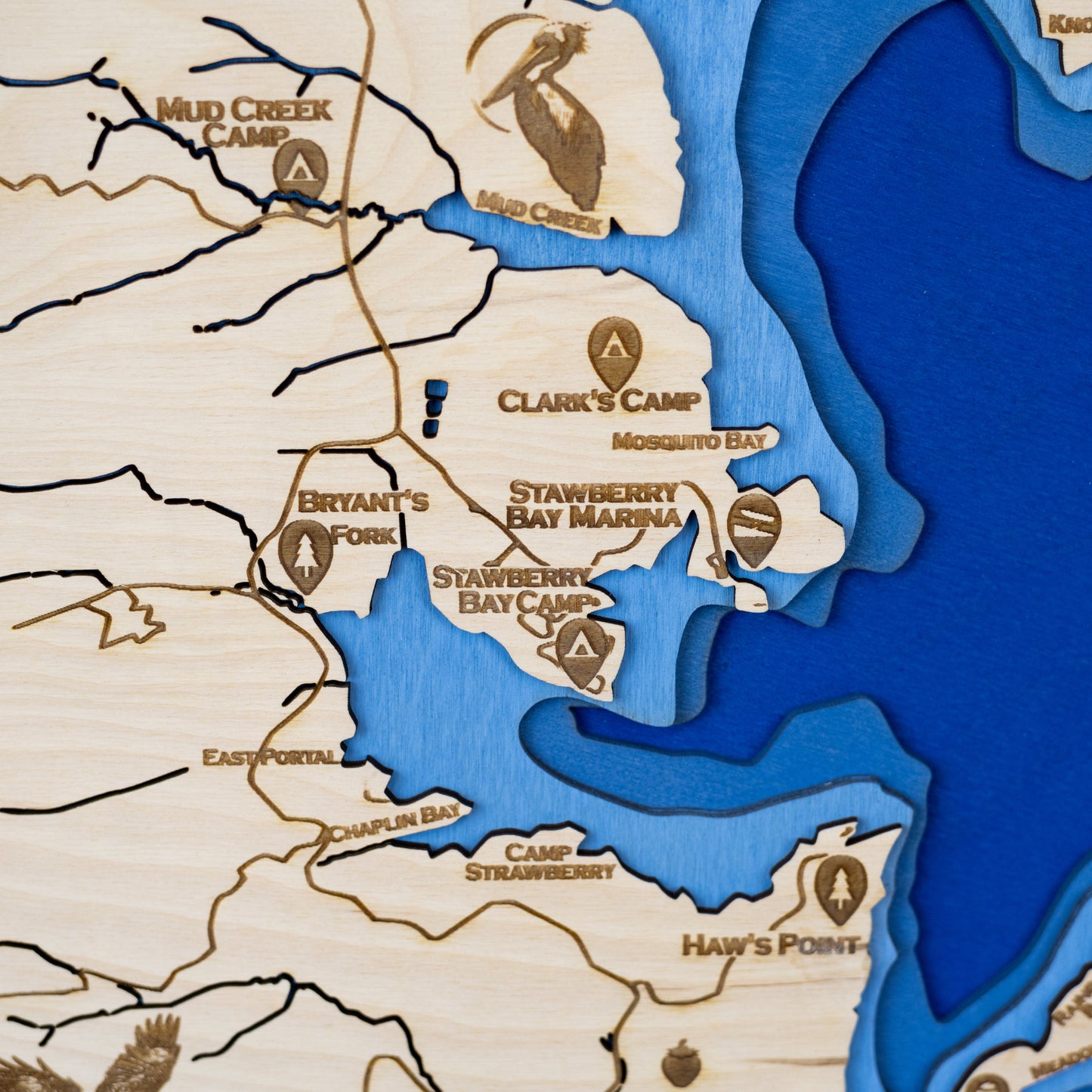 Strawberry Reservoir Topo Map Sign | Laser Engraved & Framed Wall Art