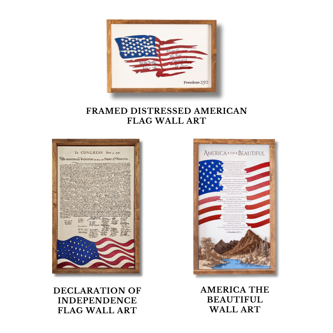 Declaration of Independence Bundle | Patriotic Laser Engraved & Framed Wall Art