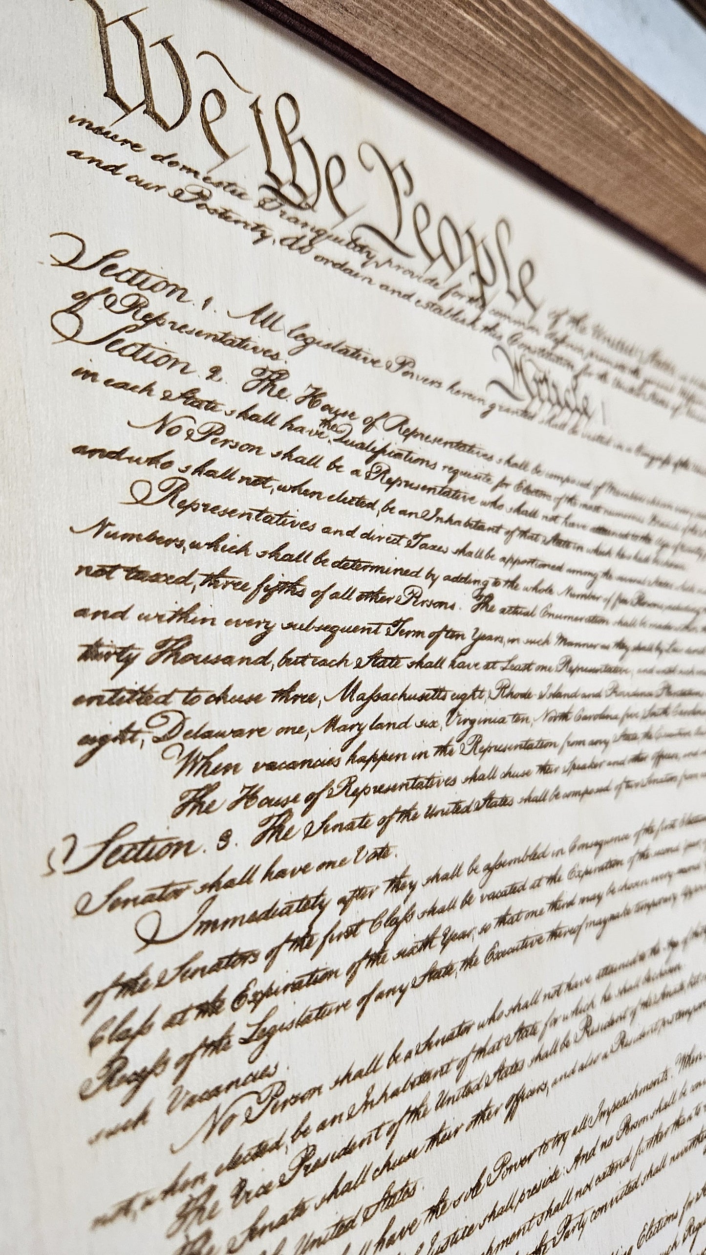 Declaration of Independence & United States Constitution | Patriotic Laser Engraved & Framed Wall Art