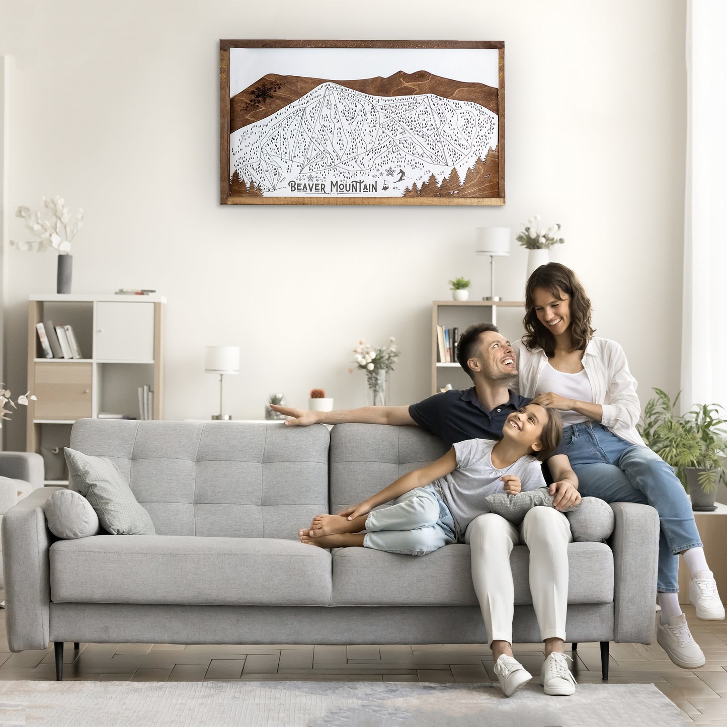 Beaver Mountain Ski Resort Map Sign | Laser Engraved & Framed Wall Art