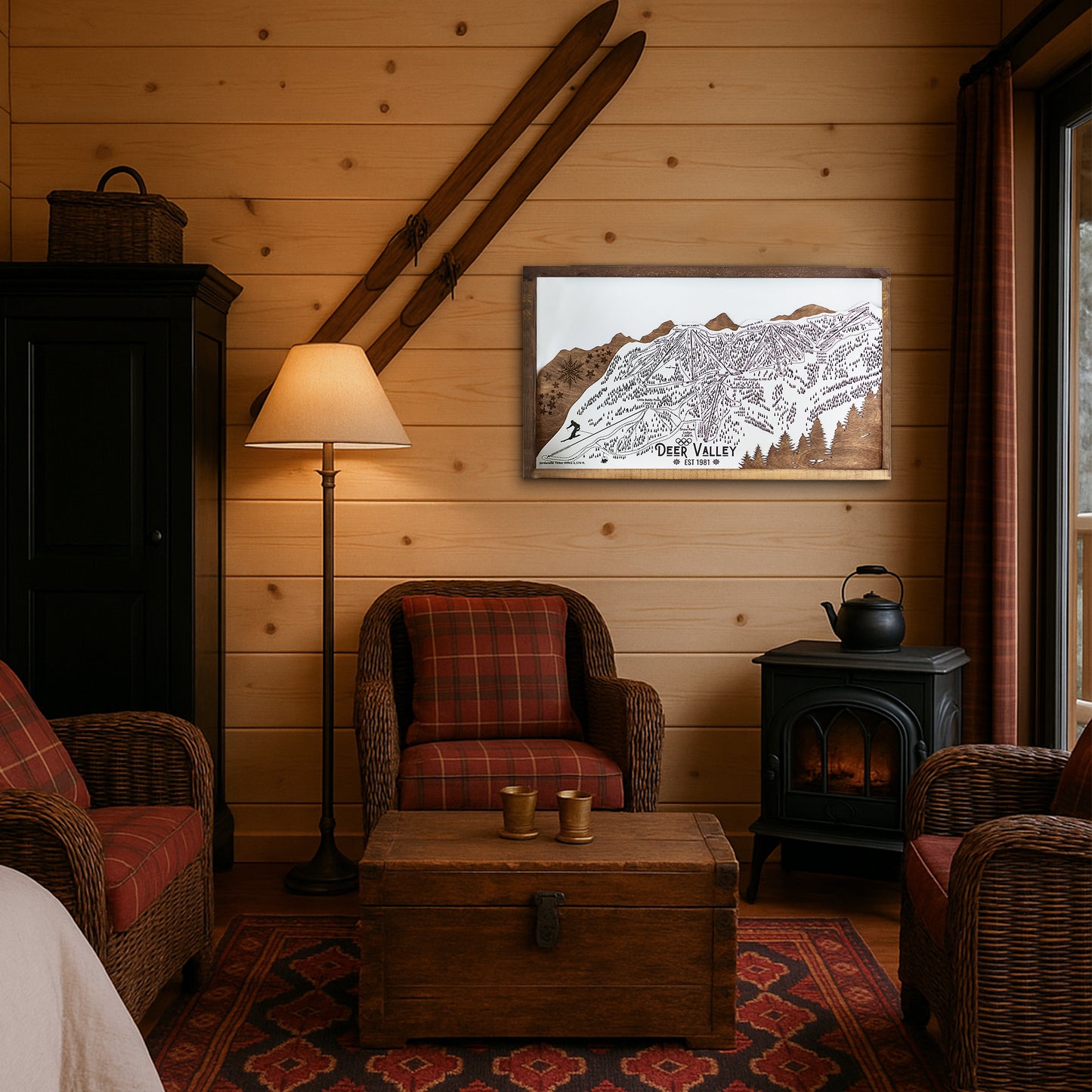 Deer Valley Ski Resort Map Sign | Laser Engraved & Framed Wall Art