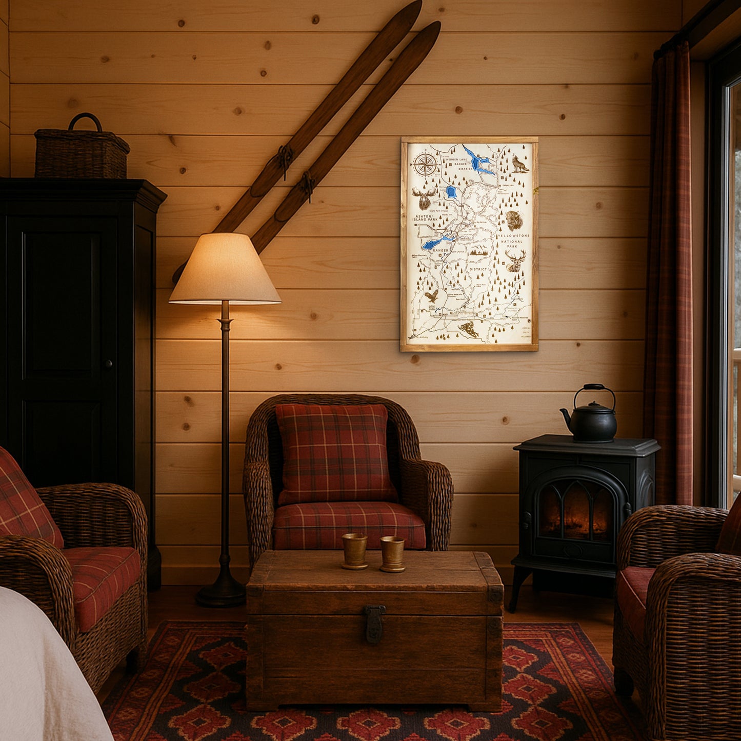Ashton to Island Park Topo Map Sign | Laser Engraved & Framed Wall Art