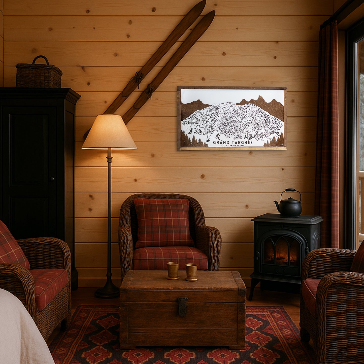 Grand Targhee Ski Resort Map Sign | Laser Engraved & Framed Wall Art