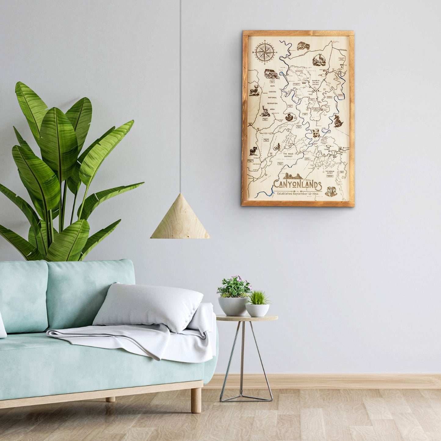 Canyonlands Topo Map Sign | Laser Engraved & Framed Wall Art