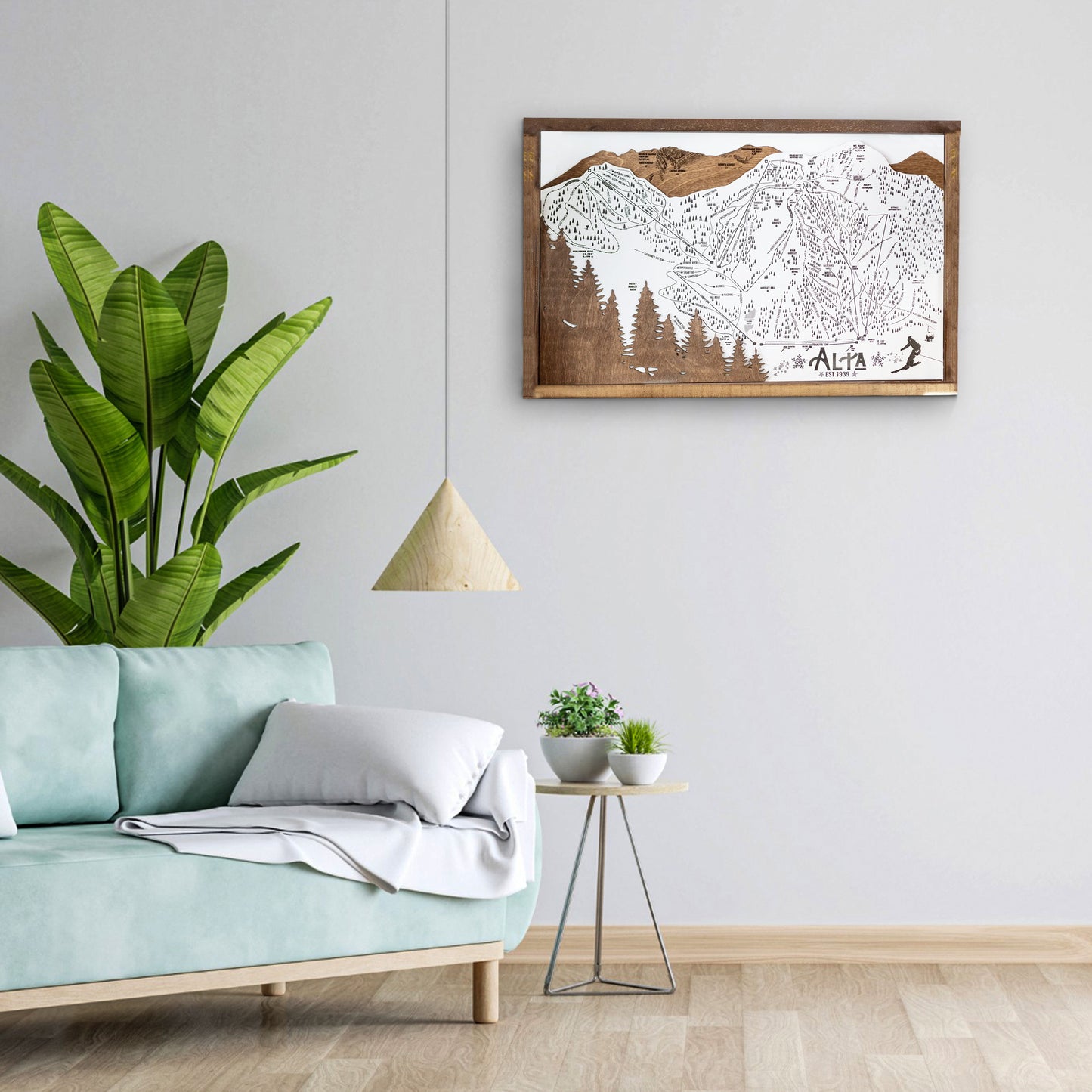 Alta Ski Resort Map Sign | Laser Engraved & Framed Wall Art