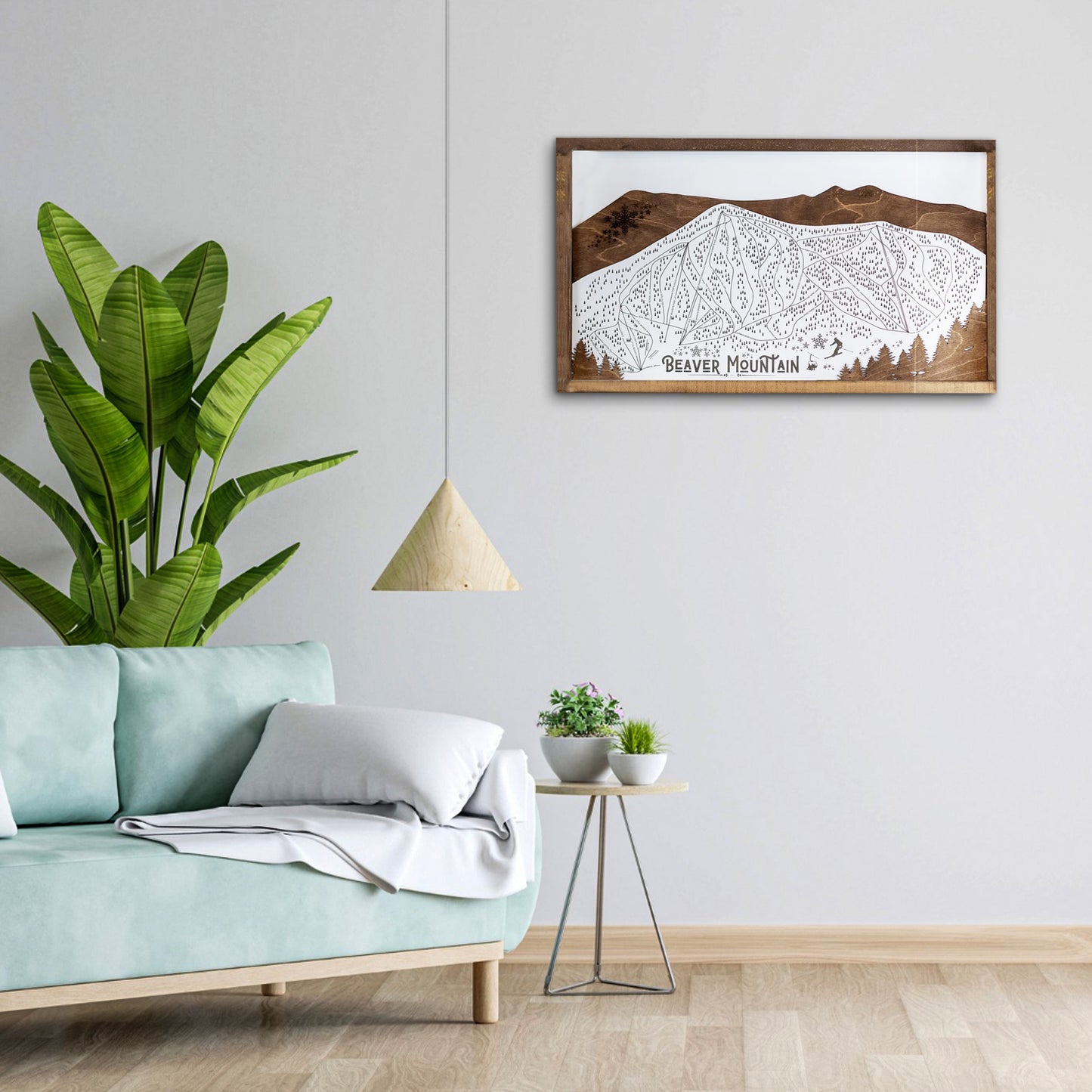 Beaver Mountain Ski Resort Map Sign | Laser Engraved & Framed Wall Art