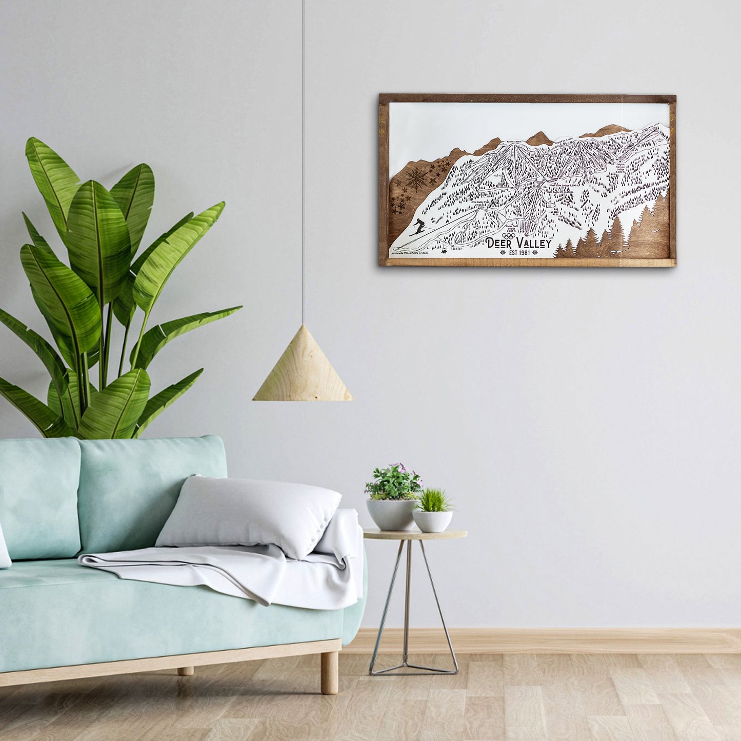 Deer Valley Ski Resort Map Sign | Laser Engraved & Framed Wall Art