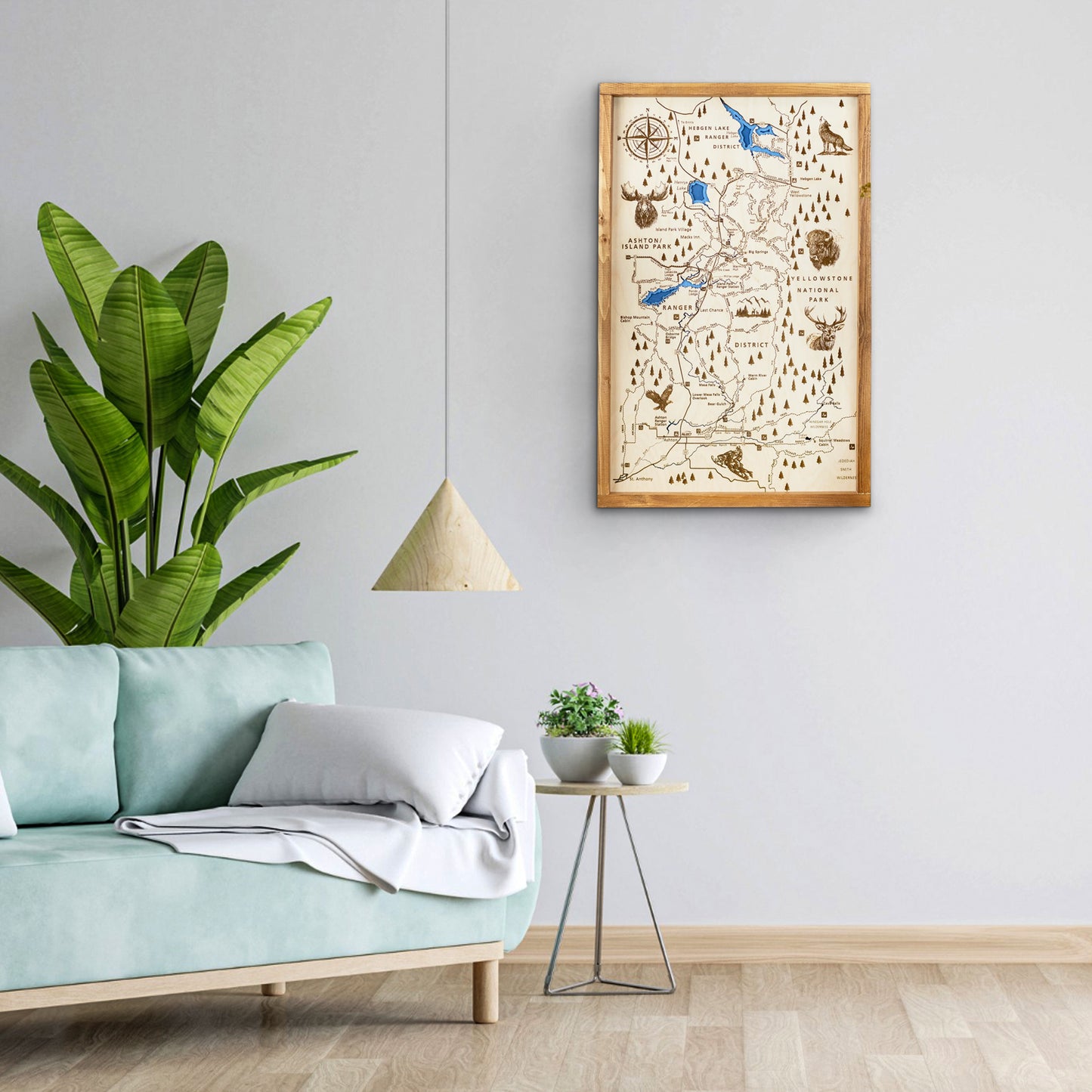 Ashton to Island Park Topo Map Sign | Laser Engraved & Framed Wall Art
