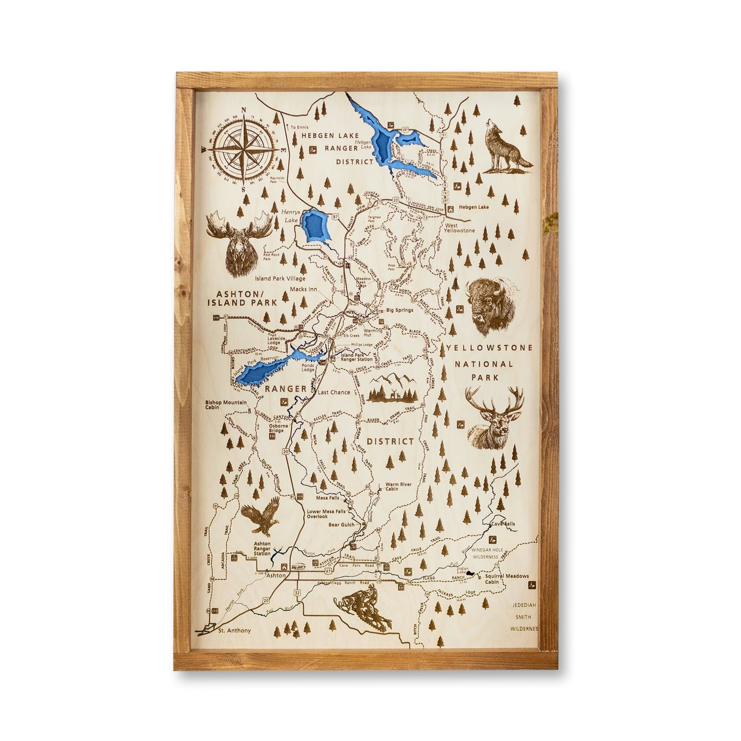 Ashton to Island Park Topo Map Sign | Laser Engraved & Framed Wall Art