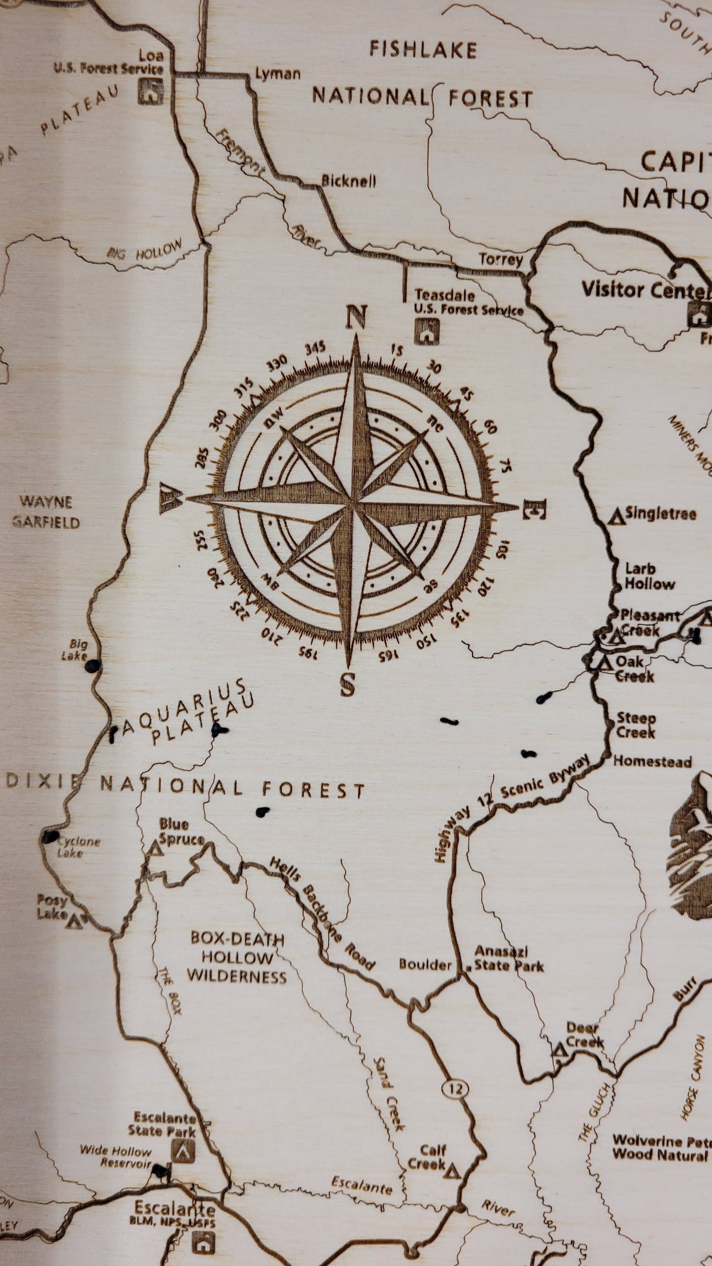 Lake Powell Laser Engraved Topo Map