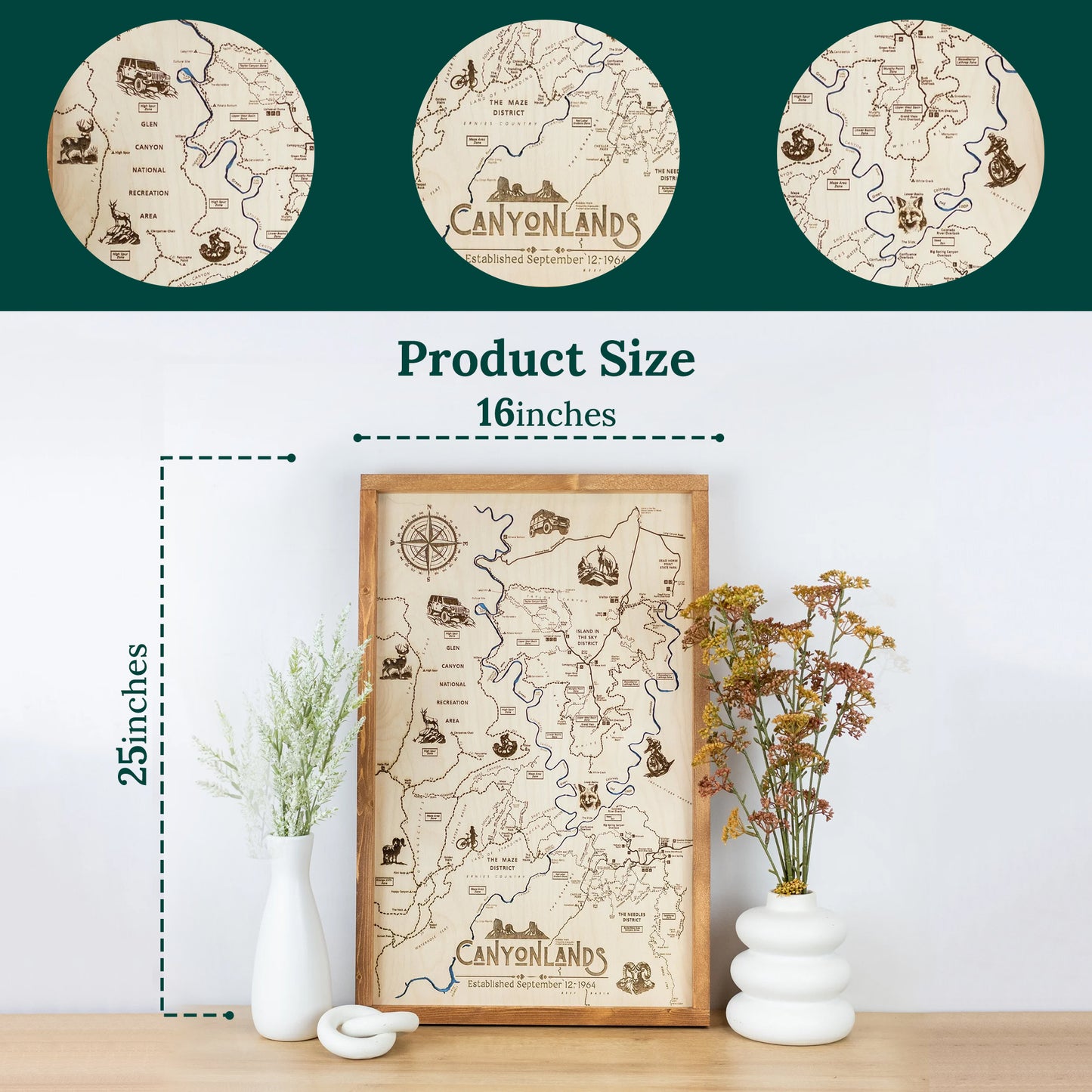 Canyonlands Topo Map Sign | Laser Engraved & Framed Wall Art