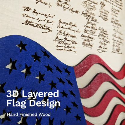 Declaration of Independence & Flag Design | Patriotic Laser Engraved & Framed Wall Art