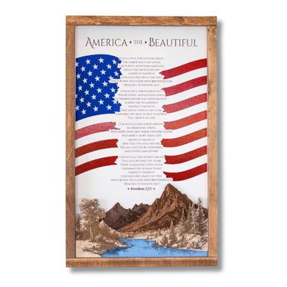 America The Beautiful Sign | Patriotic Laser Engraved & Framed Wall Art