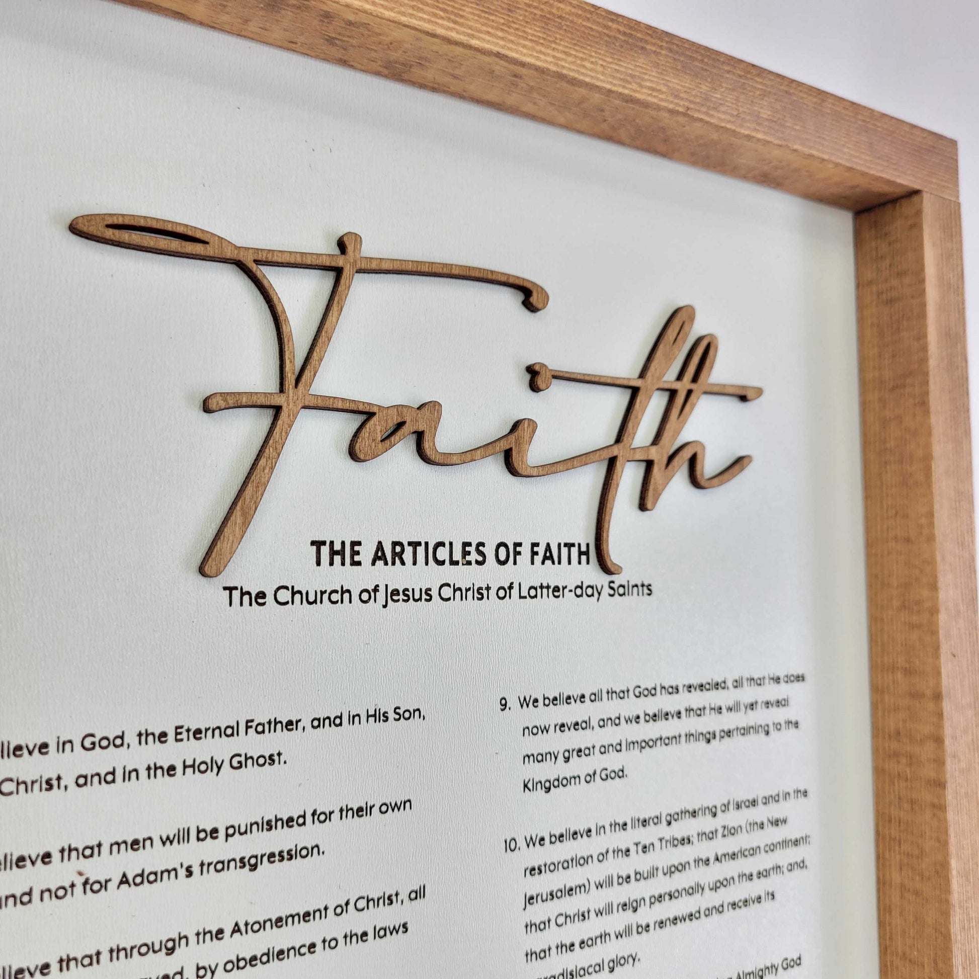 The Articles of Faith Proclamation Sign Depicting the Tree of Life