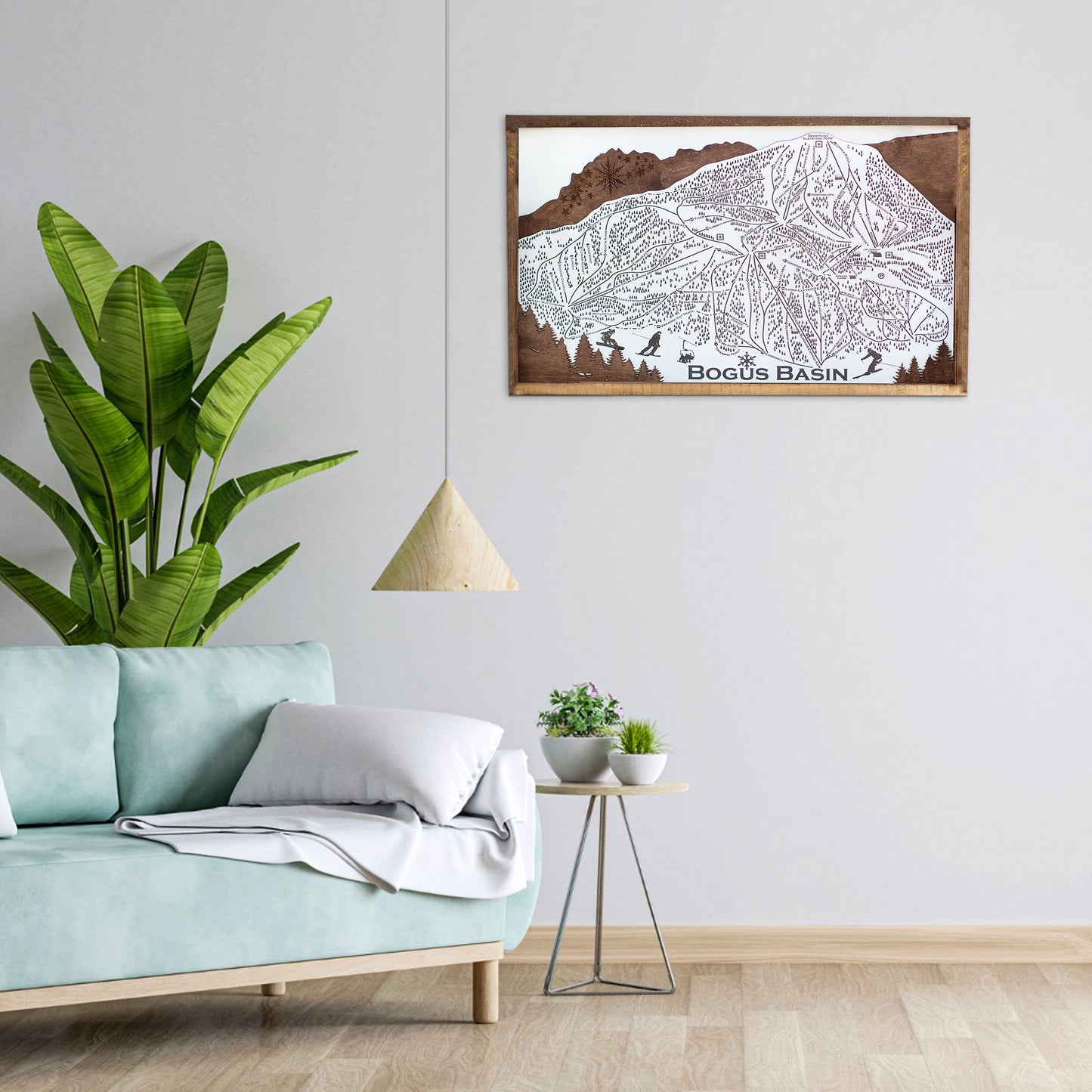 Bogus Basin Ski Resort Map Sign | Laser Engraved & Framed Wall Art