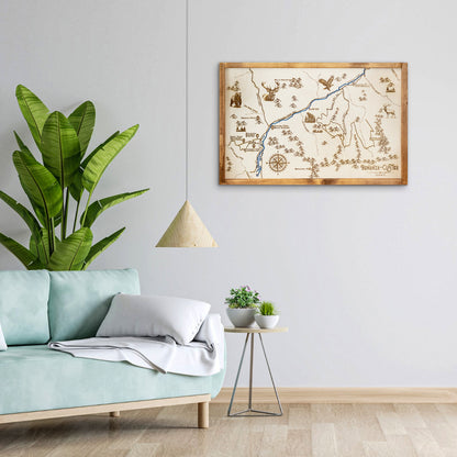 Bonanza - Custer Topo Map Sign | Laser Engraved & Framed Wall Art