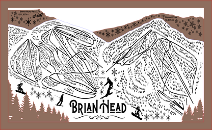 Brian Head Ski Resort Map Sign | Laser Engraved & Framed Wall Art