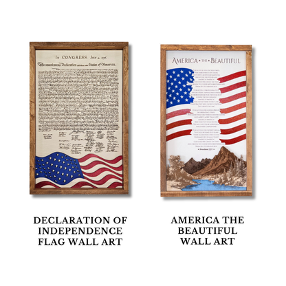 Declaration of Independence Bundle | Patriotic Laser Engraved & Framed Wall Art
