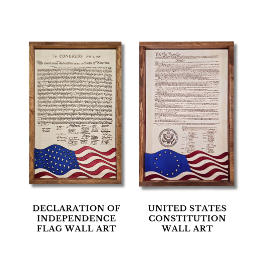 Declaration of Independence & United States Constitution | Patriotic Laser Engraved & Framed Wall Art