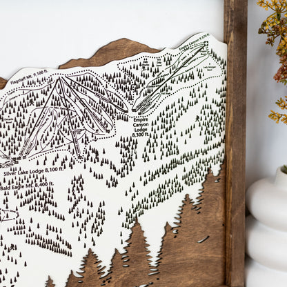 Deer Valley Ski Resort Map Sign | Laser Engraved & Framed Wall Art