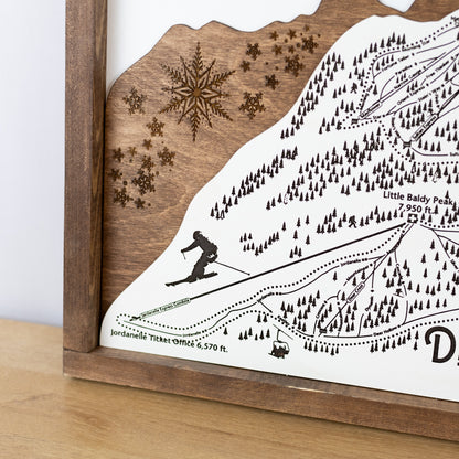 Deer Valley Ski Resort Map Sign | Laser Engraved & Framed Wall Art