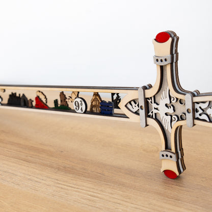 Wizard Sword Display | Handcrafted Laser-cut Decor Inspired by Gryffindor