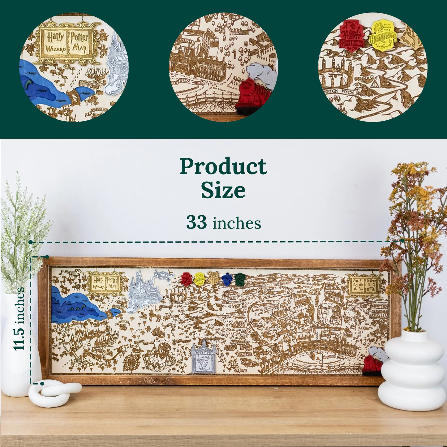 Harry Potter Wizard Map Sign | Laser Engraved & Framed Wall Art