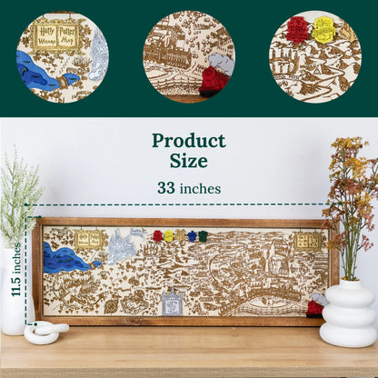 Harry Potter Wizard Map Sign | Laser Engraved & Framed Wall Art