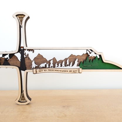 Ranger Sword Display | Multi-layered Laser-cut Decor Inspired by Middle-earth