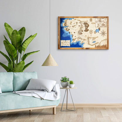Middle Earth Lord of the Rings Fantasy Map Sign | Laser Engraved & Framed Wall Art