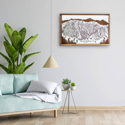 Park City Ski Resort Map Sign | Laser Engraved & Framed Wall Art