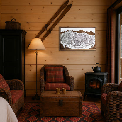 Park City Ski Resort Map Sign | Laser Engraved & Framed Wall Art