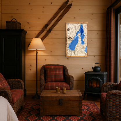 Payette Lake Topo Map Sign | Laser Engraved & Framed Wall Art