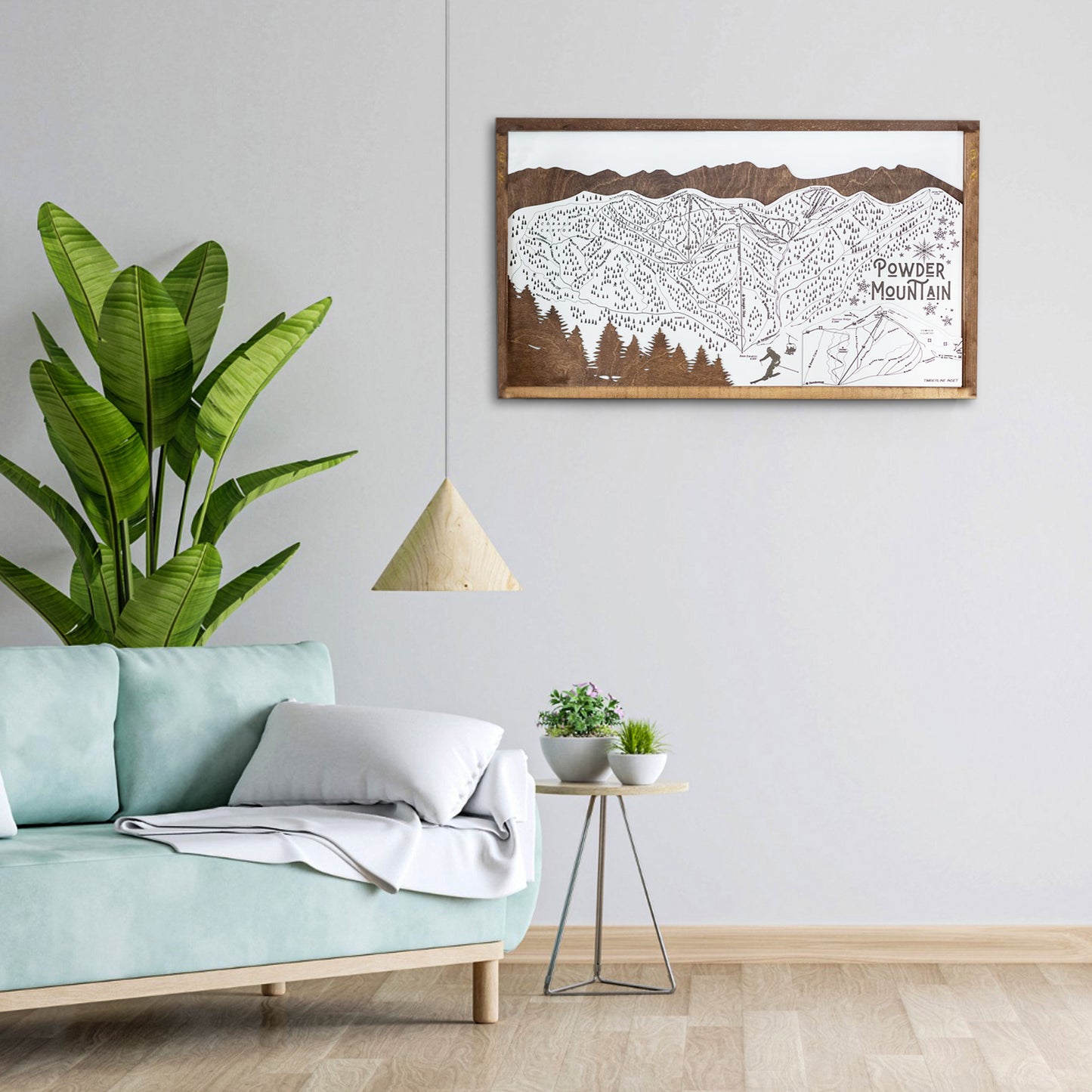 Powder Mountain Ski Resort Map Sign | Laser Engraved & Framed Wall Art