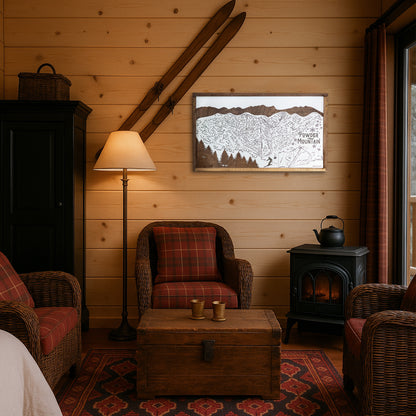 Powder Mountain Ski Resort Map Sign | Laser Engraved & Framed Wall Art