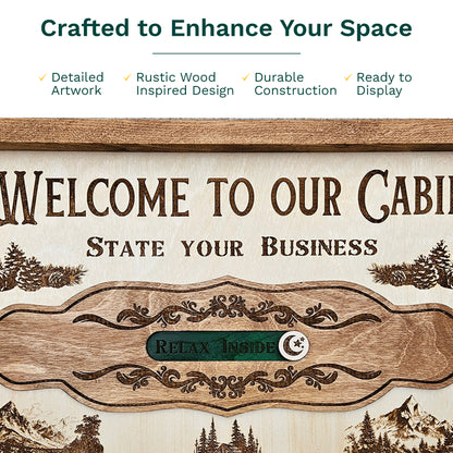 Welcome to Our Cabin | Framed Interactive Rustic Wooden Sign