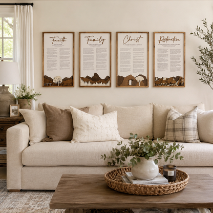 4-Piece Framed LDS Proclamation Signs With Beautiful Multi-layered Scenes