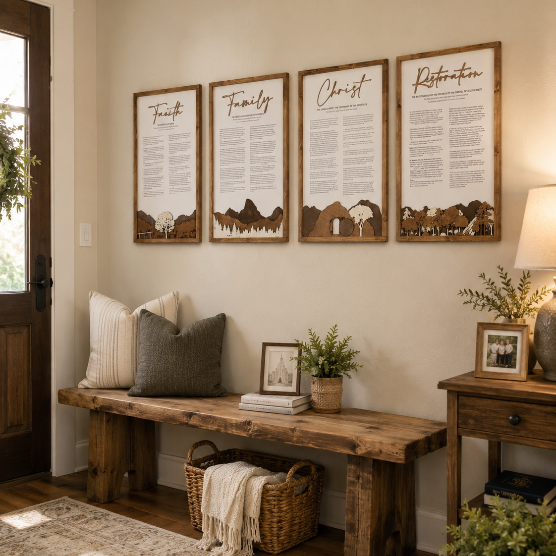 4-Piece Framed LDS Proclamation Signs With Beautiful Multi-layered Scenes