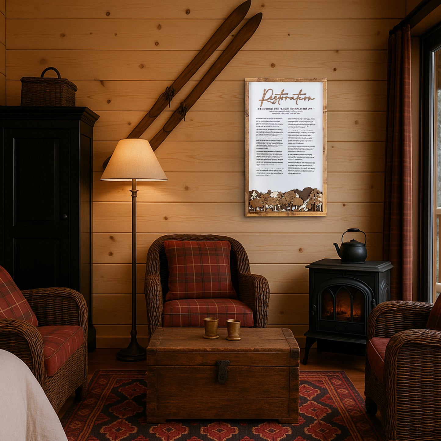 The Restoration: The Fullness of the Gospel of Jesus Christ | Framed Proclamation Sign with Multi-layered Scenes