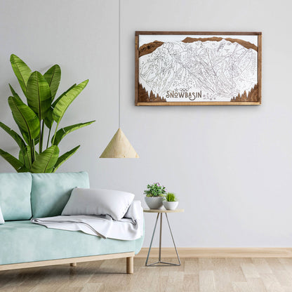Snowbasin Ski Resort Map Sign | Laser Engraved & Framed Wall Art