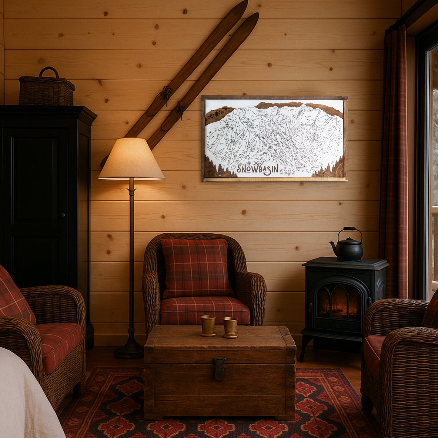 Snowbasin Ski Resort Map Sign | Laser Engraved & Framed Wall Art